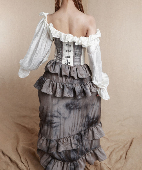 Layered Frill Lace-Up Corset Belt